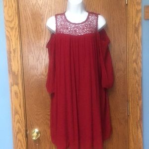 Red cold shoulder dress